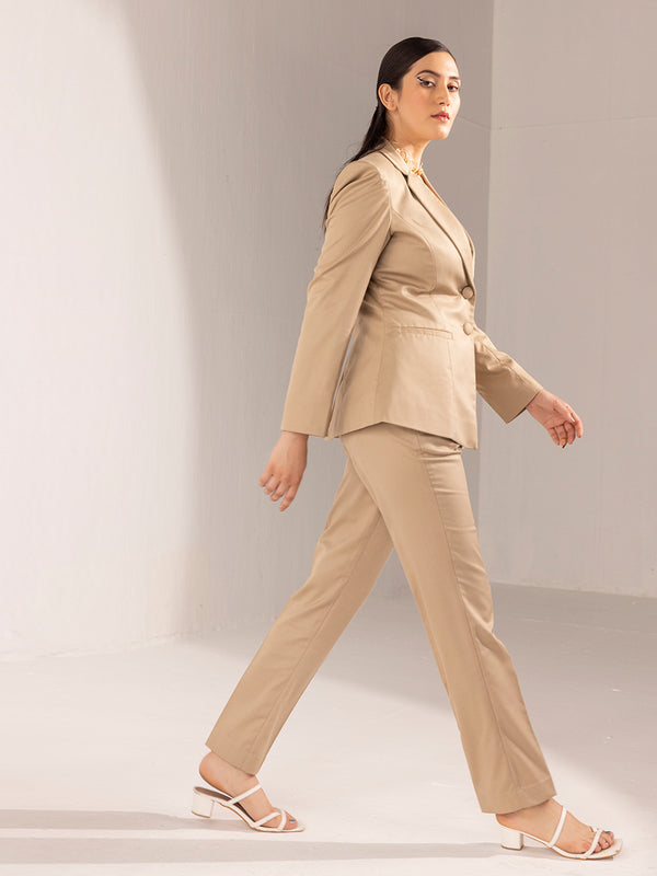 Buy Womens 2Piece Pant Suits Fashion with Blazer Pants Casual Open Front  Plaid Pocket Double-breasted Business Sets, Balzer Suits Set A-beige, Large  at Amazon.in